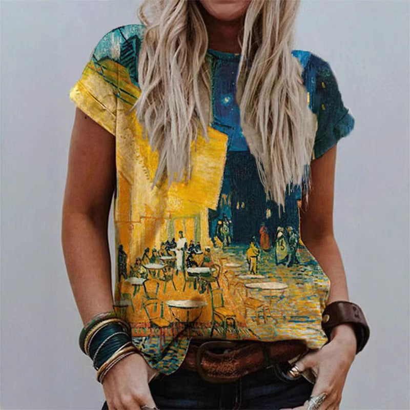 Women's Loose And Casual Fashion Fresh Print T-shirt