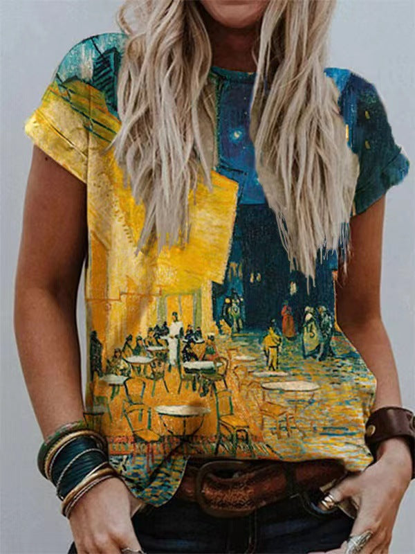 Women's Loose And Casual Fashion Fresh Print T-shirt