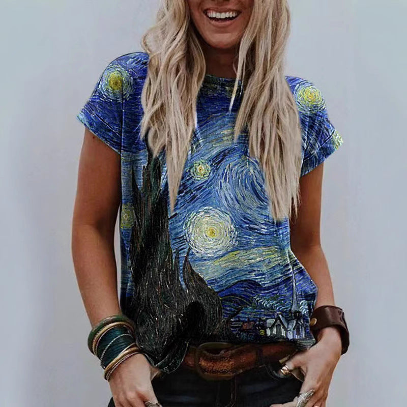 Women's Loose And Casual Fashion Fresh Print T-shirt