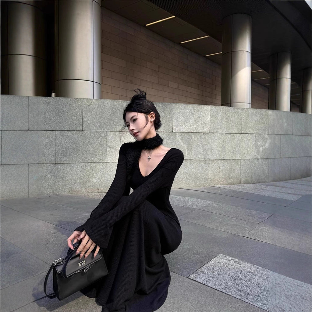 Vneck Longsleeve Knit Dress