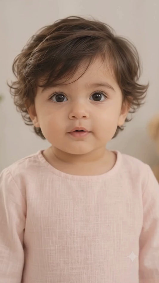 Pastel Blush Linen-Blend Toddler Lounge Set